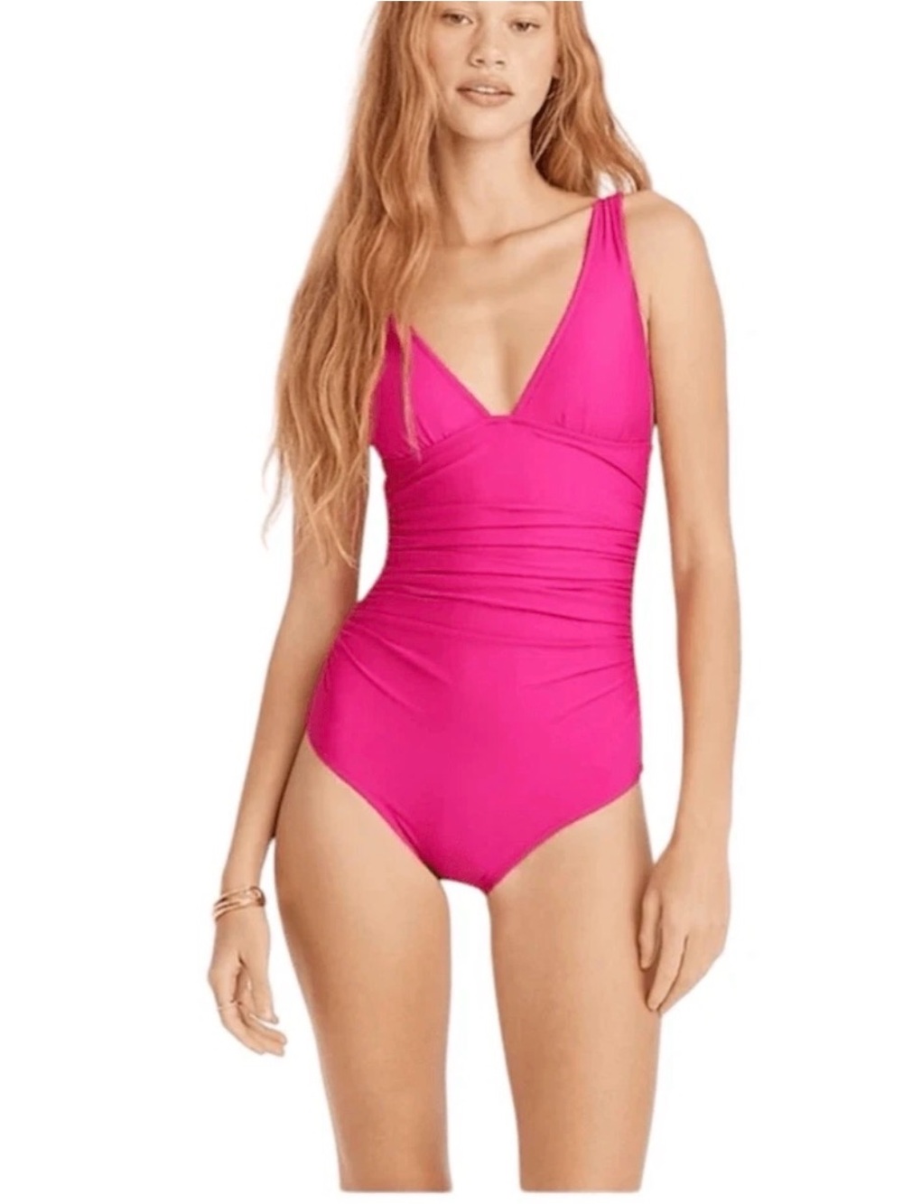 NEW J Crew pink rushed one piece swimsuit size 0